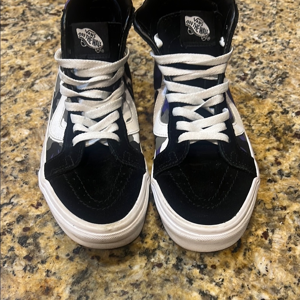 Vans  Black and White High-Top Sneakers